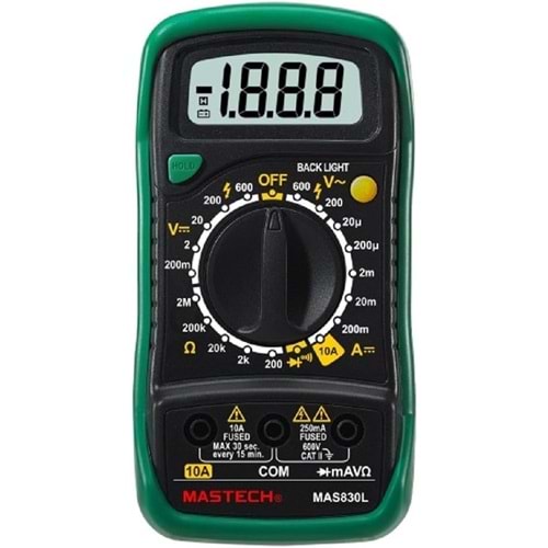 Wellhise Mas 830L Dijital Multimetre Ölçü Aleti Avometre Işıklı Ekran