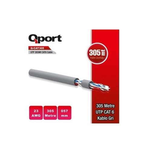 QPORT Q-CAT6 UTP GRİ 23AWG 0,57MM NETWORK KABLOSU
