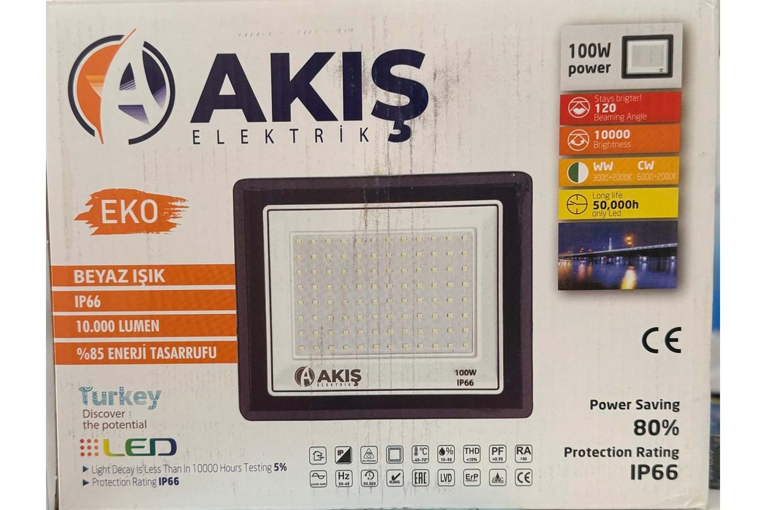 AKIŞ ELEKTRİK EKO 100W 10000 LÜMEN LED PROJEKTÖR